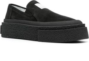 MM6 Maison Margiela numbers-patch suede slip-on sneakers Black