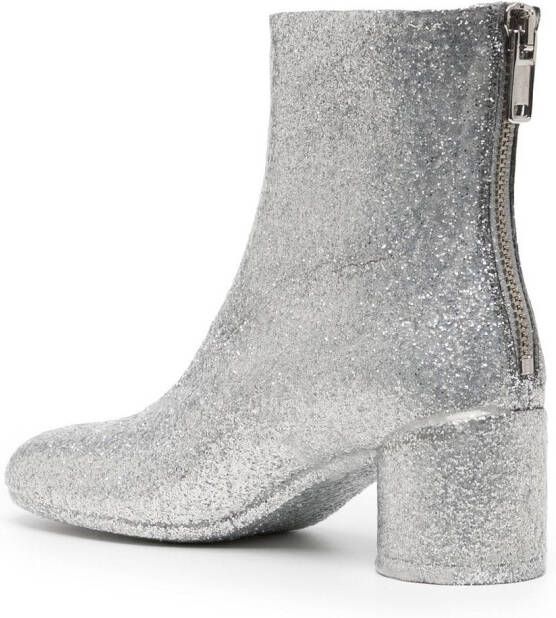 MM6 Maison Margiela square-toe glitter ankle boots Silver
