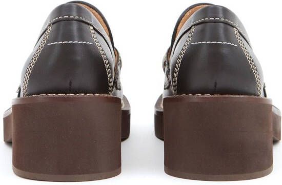MM6 Maison Margiela topstitched leather loafers Black