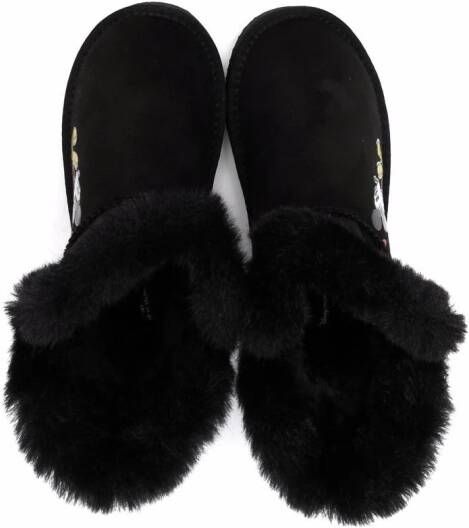 Moa Kids Mickey Mouse-motif suede boots Black