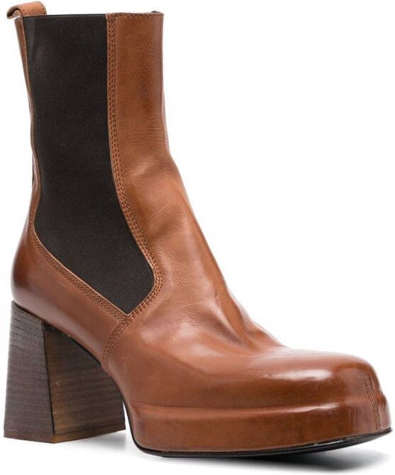 Moma block-heel leather boots Brown