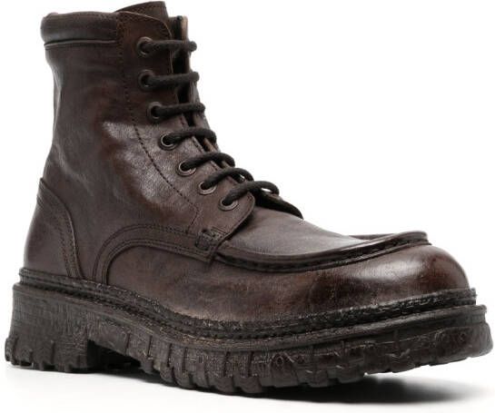 Moma lace-up calf leather ankle boots Brown