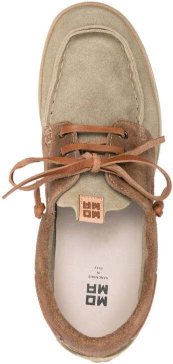 Moma logo-patch suede boat shoes Neutrals