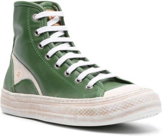 Moma panelled leather high-top sneakers Green