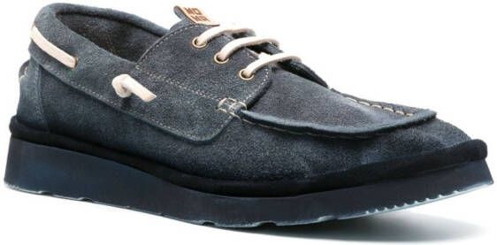 Moma suede tonal boat shoes Blue
