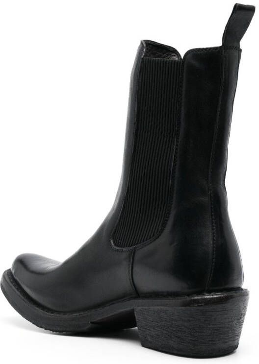 Moma pointed-toe ankle leather boots Black