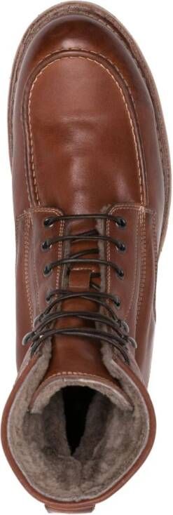 Moma Tronchetto lace-up leather boots Brown