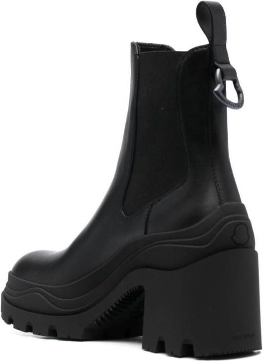 Moncler 90mm block-heel leather boots Black