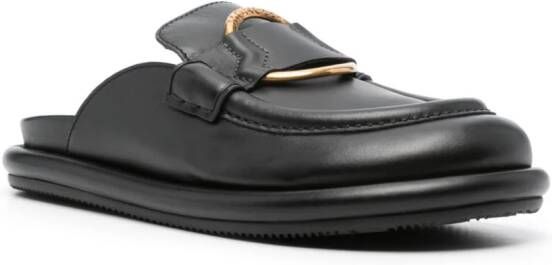 Moncler Bell leather mules Black