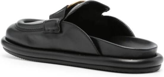 Moncler Bell leather mules Black