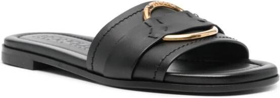 Moncler Bell leather slides Black