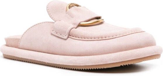 Moncler Bell suede mules Pink