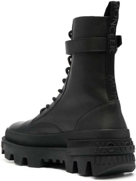 Moncler calf leather lace-up boots Black