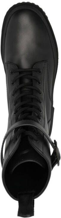 Moncler calf leather lace-up boots Black