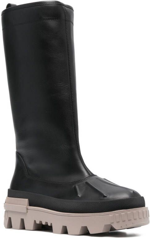 Moncler calf-leather round-toe boots Black