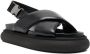 Moncler cross-strap leather sandals Black - Thumbnail 2