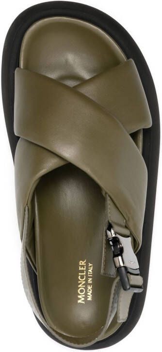 Moncler crossover-strap leather sandals Green