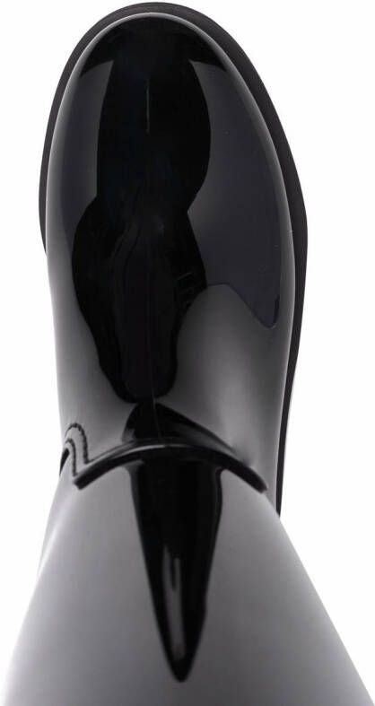 Moncler debossed-logo below-knee boots Black