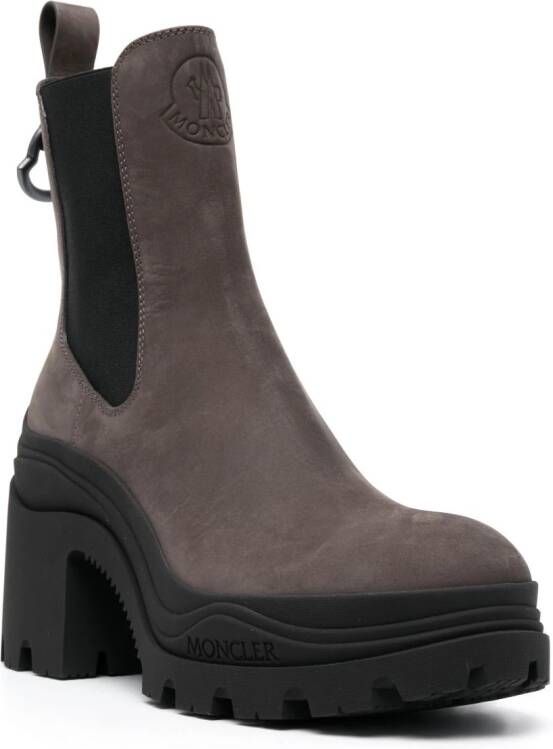 Moncler elasticated-ankle ridged-sole boots Brown