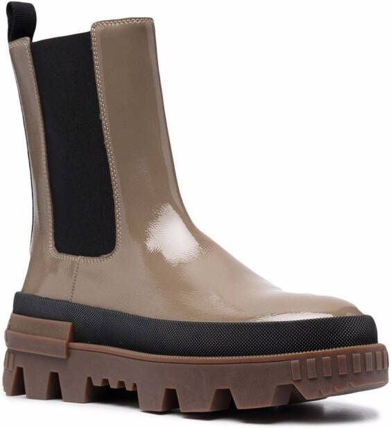 Moncler elasticated-panels leather boots Neutrals