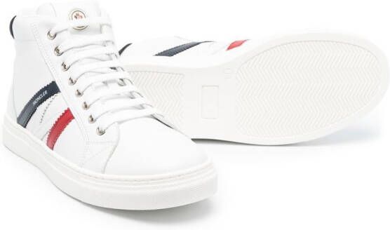 Moncler Enfant diagonal stripe print high-top sneakers White