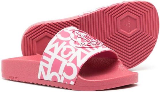 Moncler Enfant Jeanne logo-print slippers Pink
