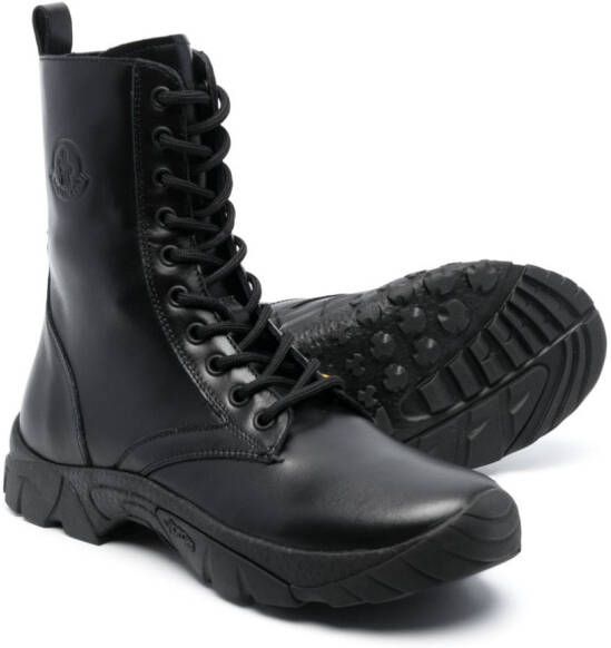 Moncler Enfant lace-up leather boots Black