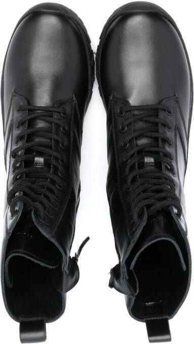 Moncler Enfant lace-up leather boots Black