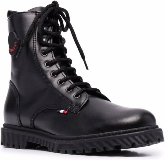 Moncler Enfant lace-up leather boots Black