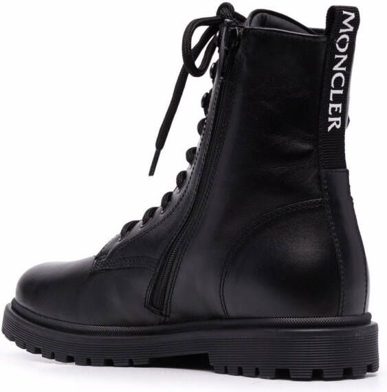 Moncler Enfant lace-up leather boots Black