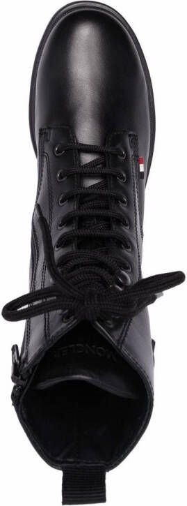 Moncler Enfant lace-up leather boots Black