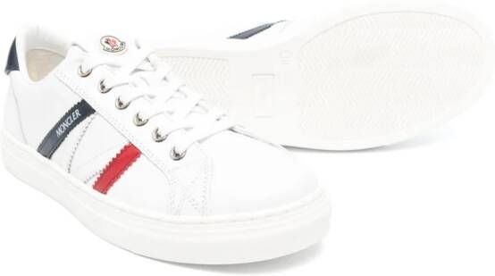 Moncler Enfant logo-print leather sneakers White