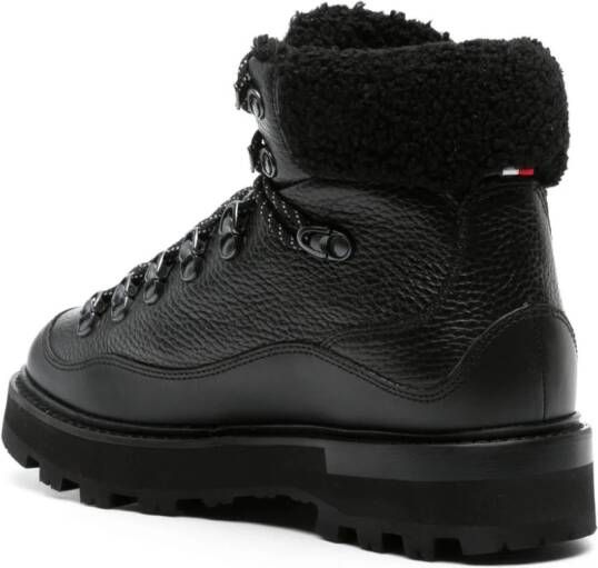 Moncler faux-fur trim leather boots Black