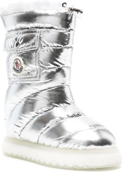 Moncler Gaia Pocket padded laminated boots Silver