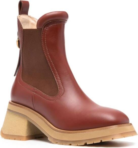 Moncler Gigi 70mm leather Chelsea boots Brown