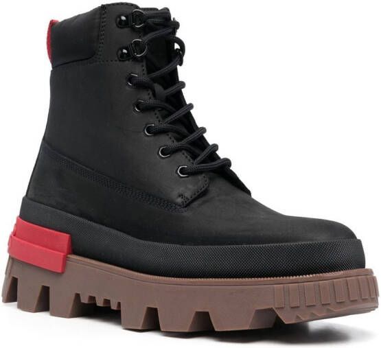 Moncler lace-up leather ankle boots Black