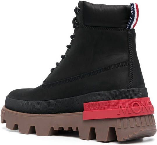 Moncler lace-up leather ankle boots Black