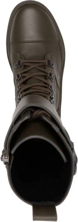 Moncler Larue lace-up leather boots Green