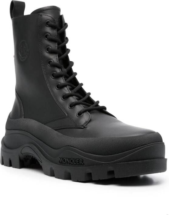 Moncler logo-debossed leather boots Black