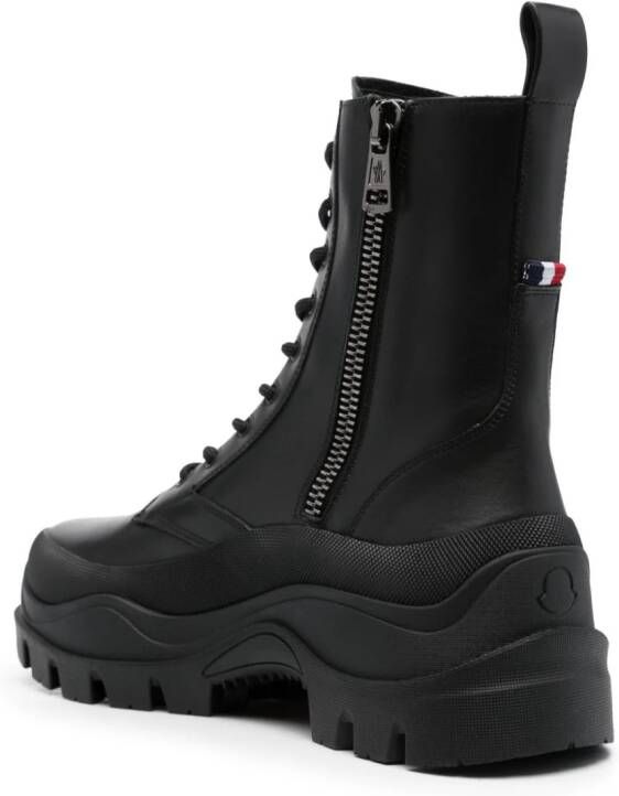 Moncler logo-debossed leather boots Black
