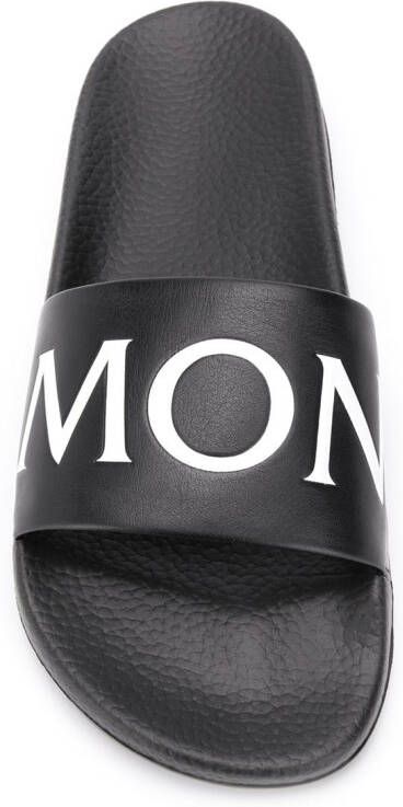 Moncler logo embossed slides Black