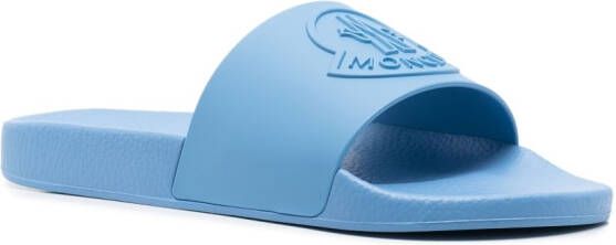 Moncler logo-embossed slides Blue