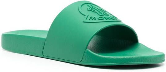 Moncler logo-embossed slides Green