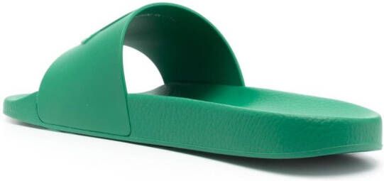 Moncler logo-embossed slides Green
