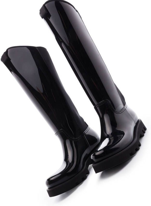 Moncler logo-print knee-high boots Black