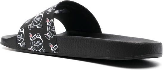 Moncler logo-print open-toe slides Black