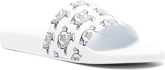 Moncler logo-print open-toe slides White