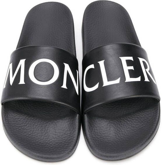 Moncler logo-print slides Black