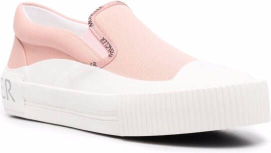 Moncler logo trimmed slip-on sneakers Pink