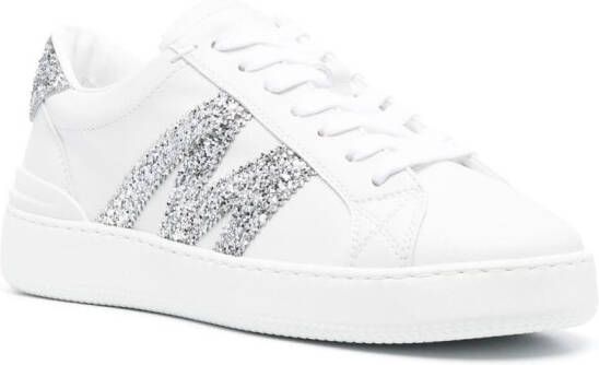 Moncler Monaco glitter-embellished sneakers White